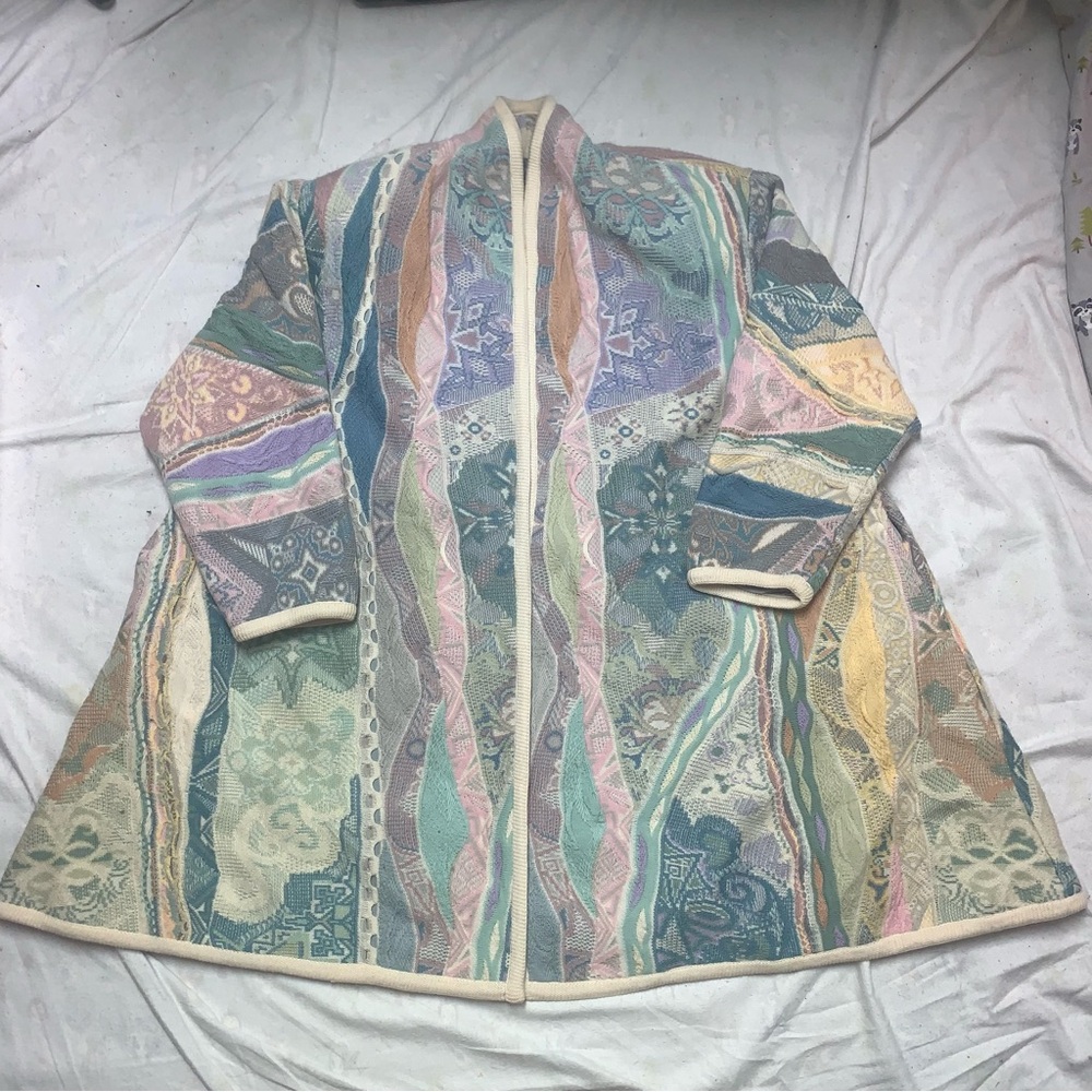 RARE COOGI swing coat unisex pastel ivory falcon design